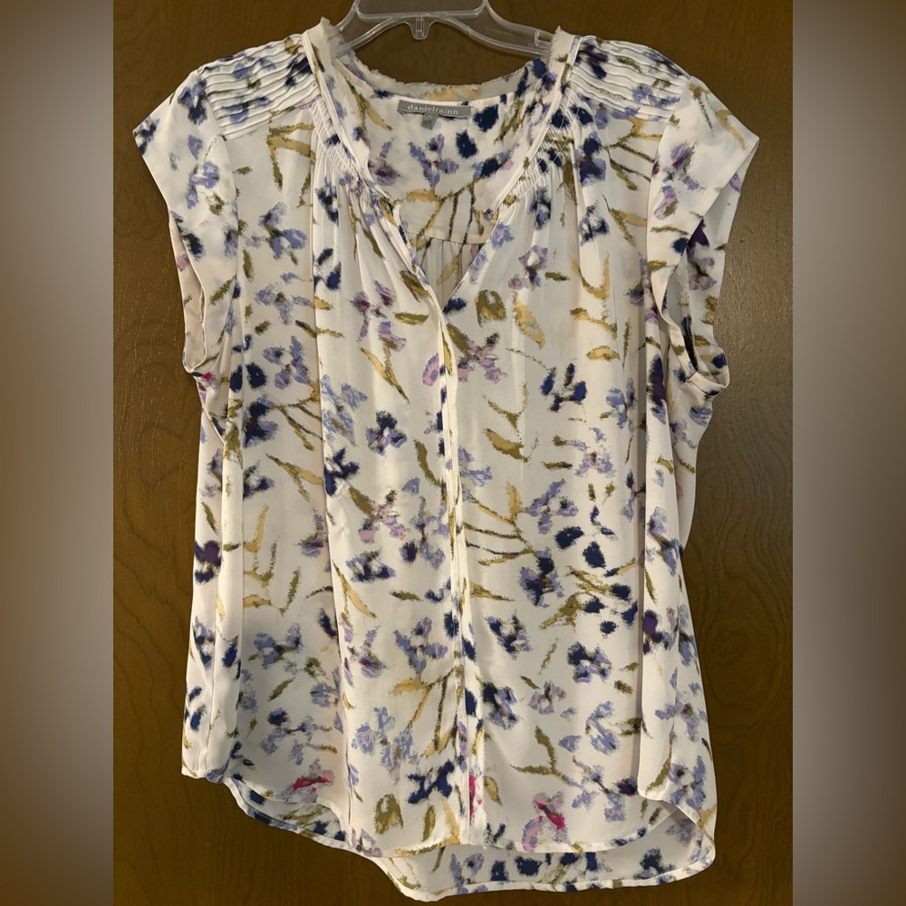 Daniel Rainn White and Purple Floral Blouse